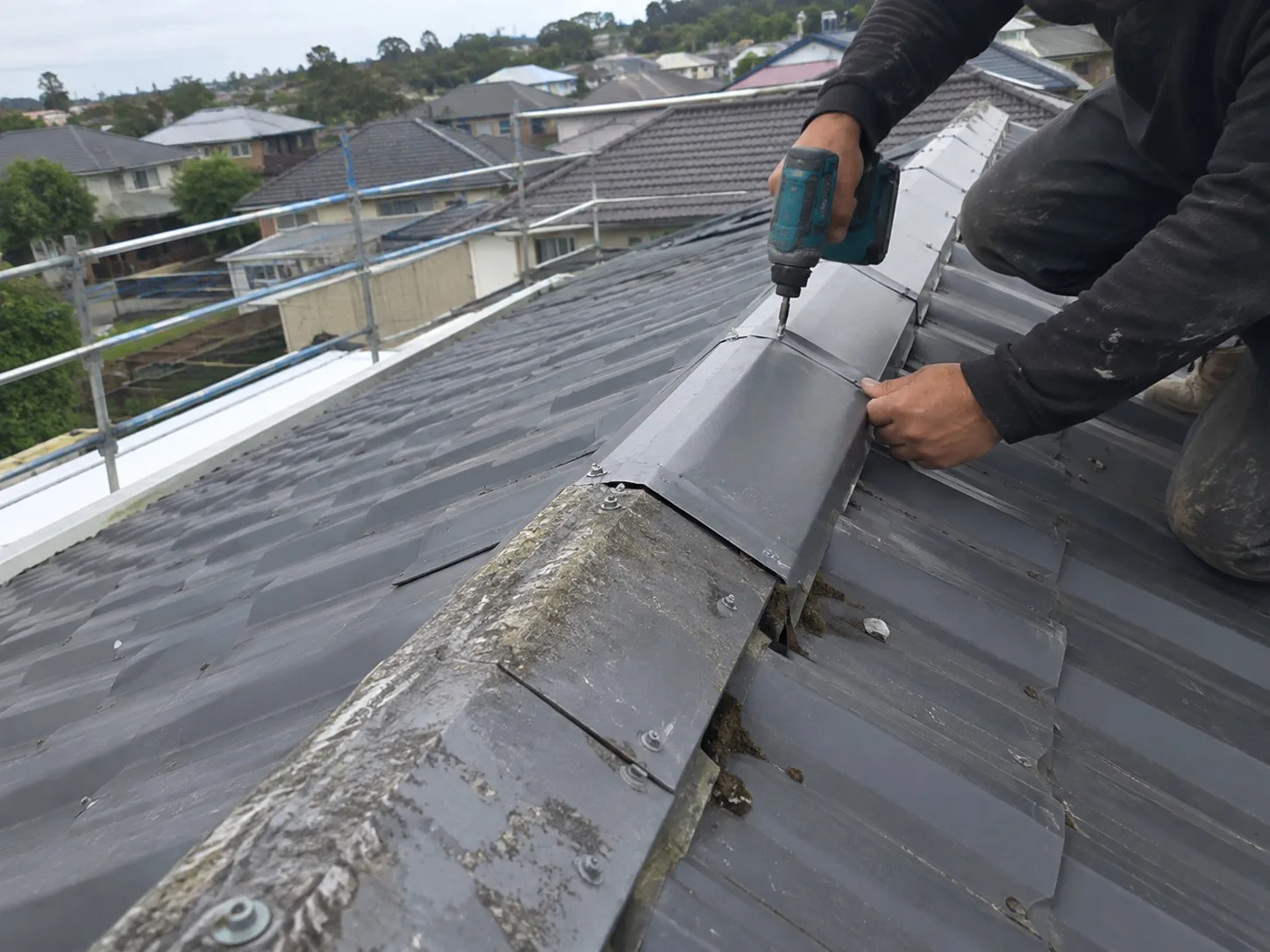 Ridge capping and tile roof repairs on a West Auckland home