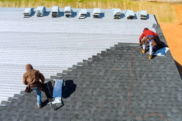 Residential roof replacement in progress